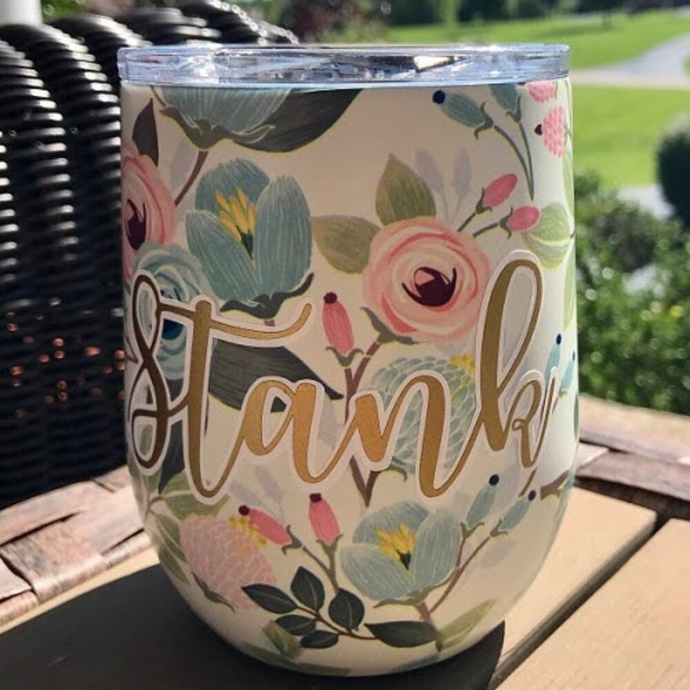 Mary Square Peach Floral Wine Cup